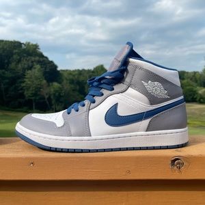 Nike Air Jordan 1 Mid Cement Grey True Blue size 11.  Gently Worn with out box